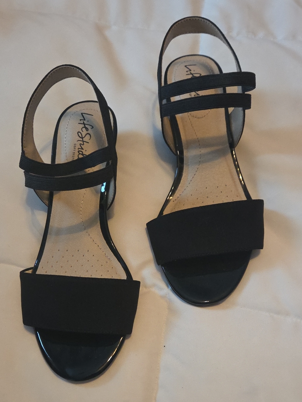 Life Stride Black Open-Toe Slingback Sandals